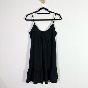 Hatch Black Spaghetti Strap V-Neck Flowy Maternity Mini Dress